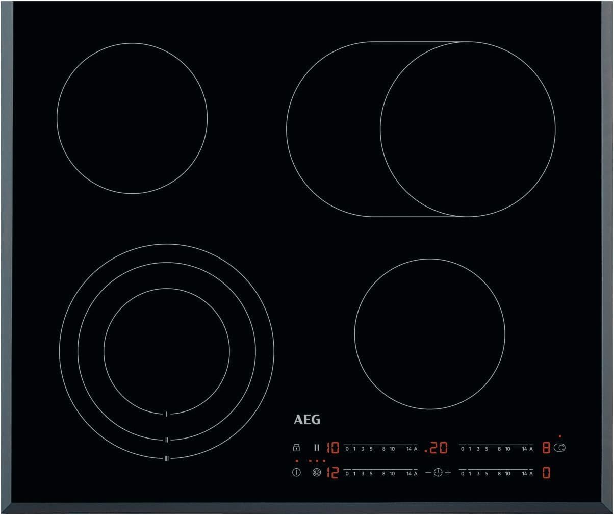 AEG HK654070FB Autarkes Kochfeld/Strahlenbeheizt/Slider-Bedienung / 60 cm/Facetten-Design / 4 Kochzonen/Bräterzone/Kindersicherung