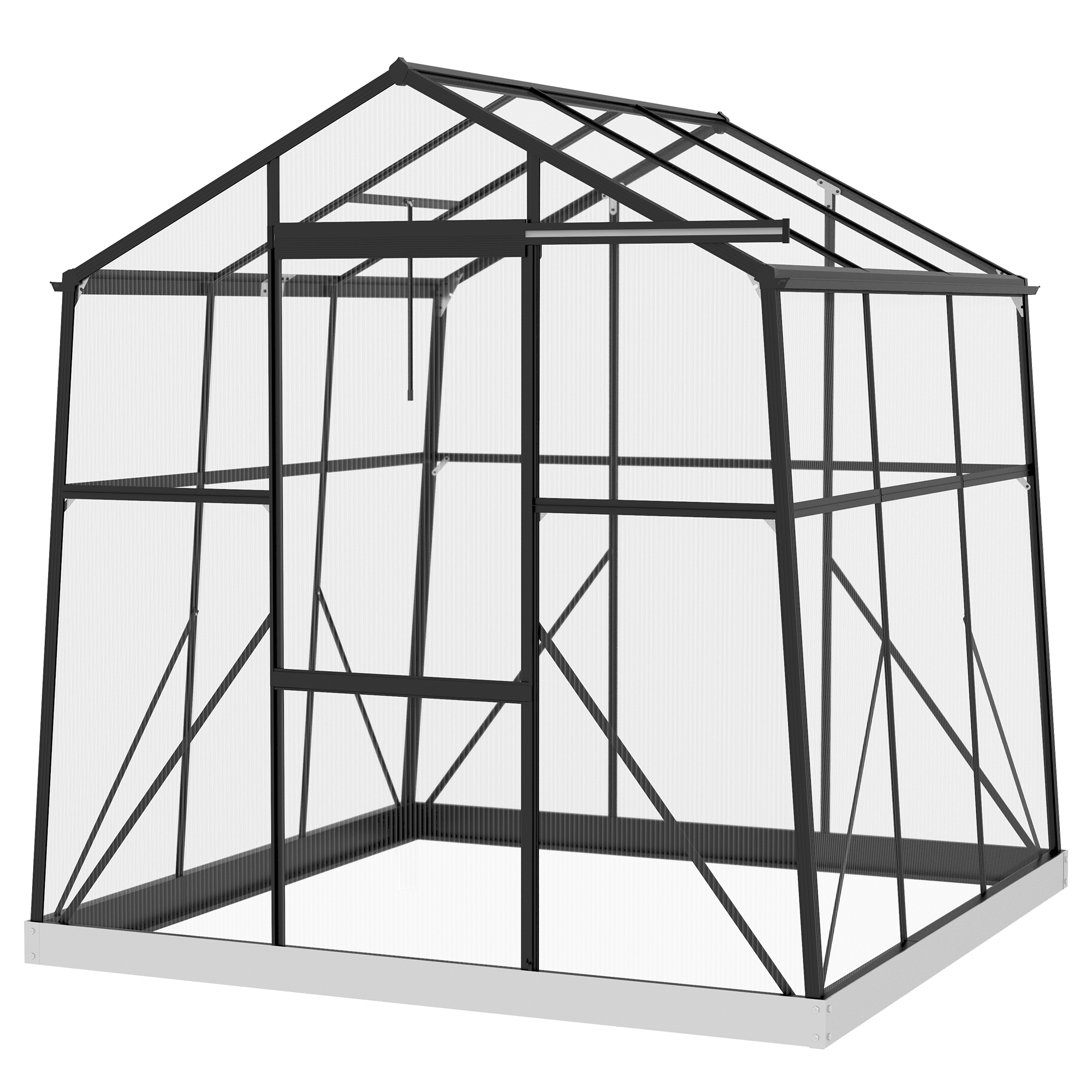 Outsunny Kas Kweekhuis Kweekbed, weerbestendig, 192 x 192 x 203 cm, Zwart