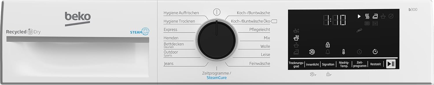 Beko B3T4224SD Wärmepumpentrockner, Wäschetrockner, 8 kg, allergikergeeignet, Hygiene Trocknen  und  Hygiene Auffrischen, SteamCure Dampffunktion, 15 Programme, Express, Weiß