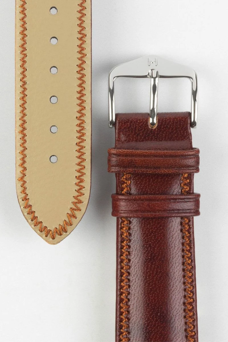 Hirsch ASCOT English Leather Watch Strap in GOLD BROWN