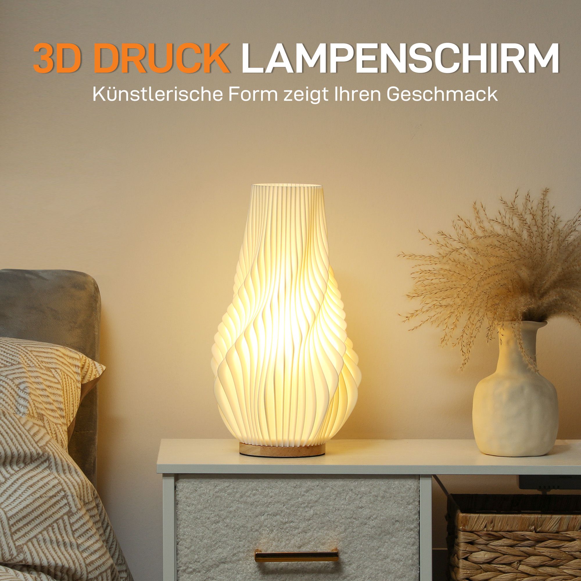 Slimme Tafellamp met App-besturing, Compatibel met Alexa, Kunststof, Hout, Wit