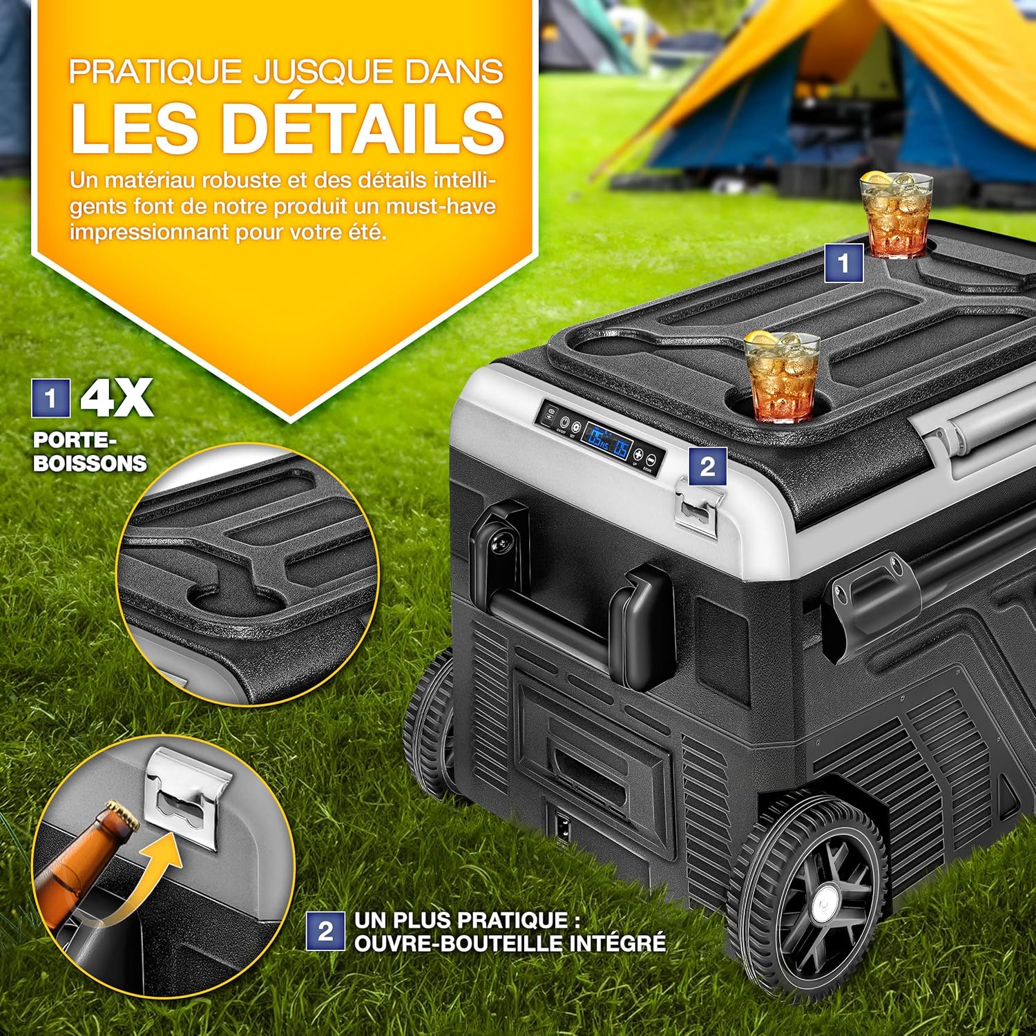tillvex Glacière à Compresseur | Congélateur Electrique avec Contrôle WiFi-APP, Port USB, 12/24 V 230V | Réfrigérateur jusqu'à -20 °C pour Voiture, Camion, Bateau, Camping-Car, Camping (Gris, 50 L)