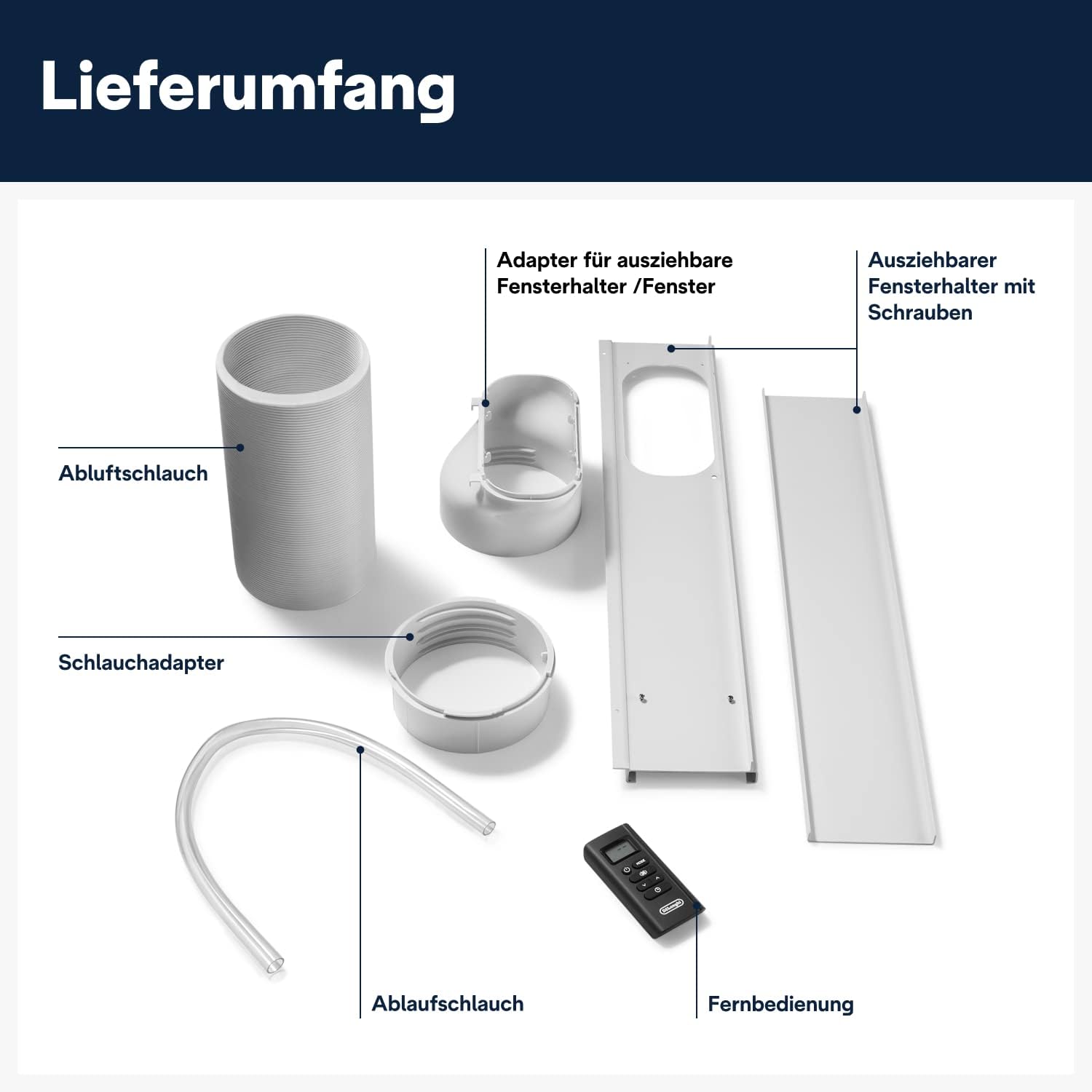 De'Longhi Pinguino PAC EM82, Mobile Klimaanlage für Rume bis zu 80 m, 9.400 BTU, 2,4 kW, 63 dB, Entfeuchtungsfunktion, Energieklasse A, 24h-Timer, Wei