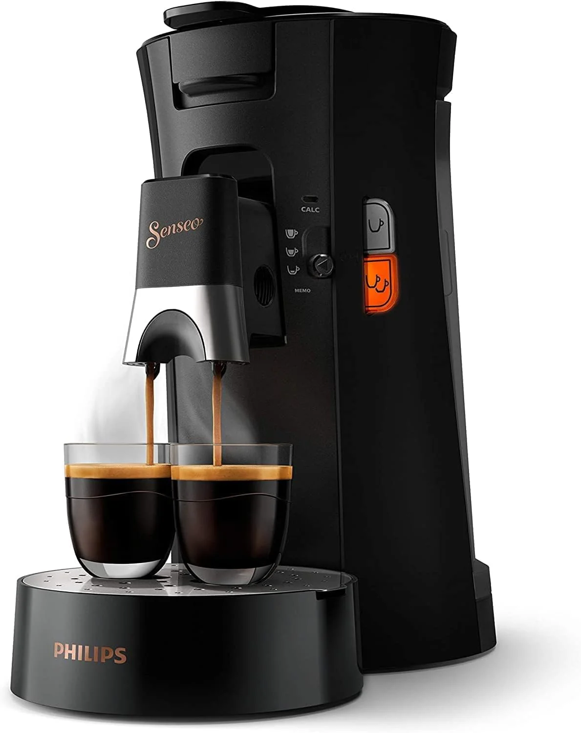 Philips Senseo Select CSA240/20 Koffiepadapparaat (koffiesterktekeuze Plus, memo-functie, van gerecycled plastic), Zwart Eco
