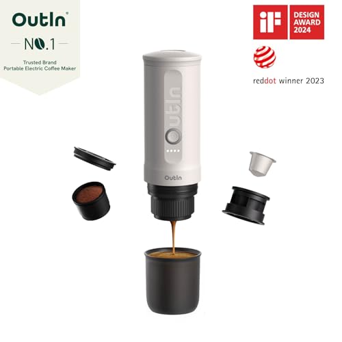 OutIn Nano Macchina da caffè espresso elettrica portatile, caffettiera da viaggio per il campeggio, caffettiera da auto auto riscaldamento con USB C, con caffè macinato e capsula NS : Amazon.it: Casa e cucina