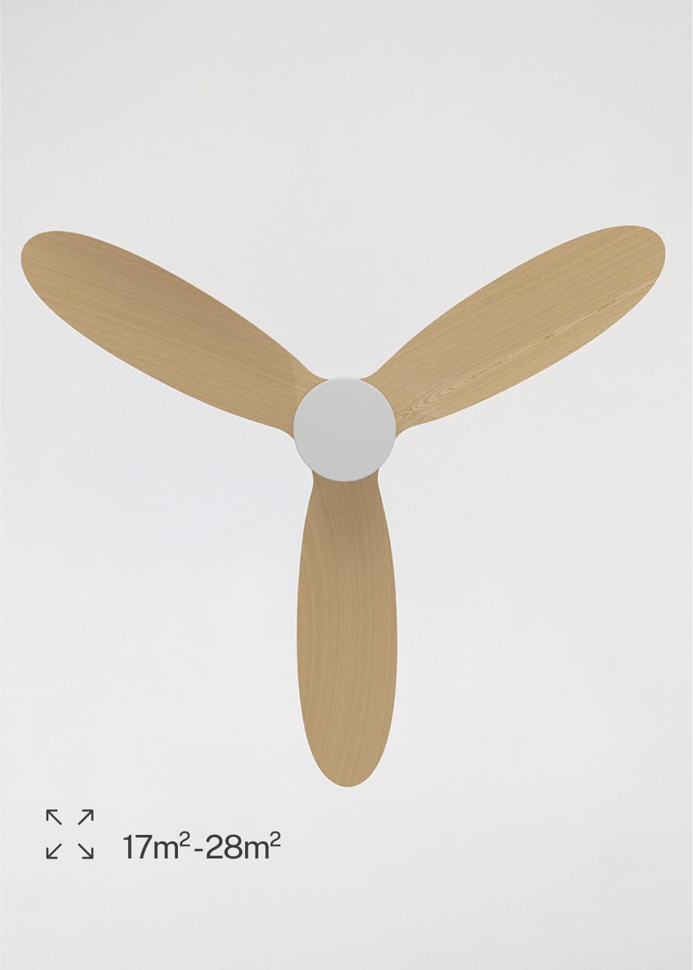 CREATE / WIND LITE/Ventilateur de plafond avec lumière en bois clair avec Wifi et télécommande / 40W, Silencieux, Ø132 cm, 6 vitesses, programmable, fonction été-hiver, lumière LED 3 températures