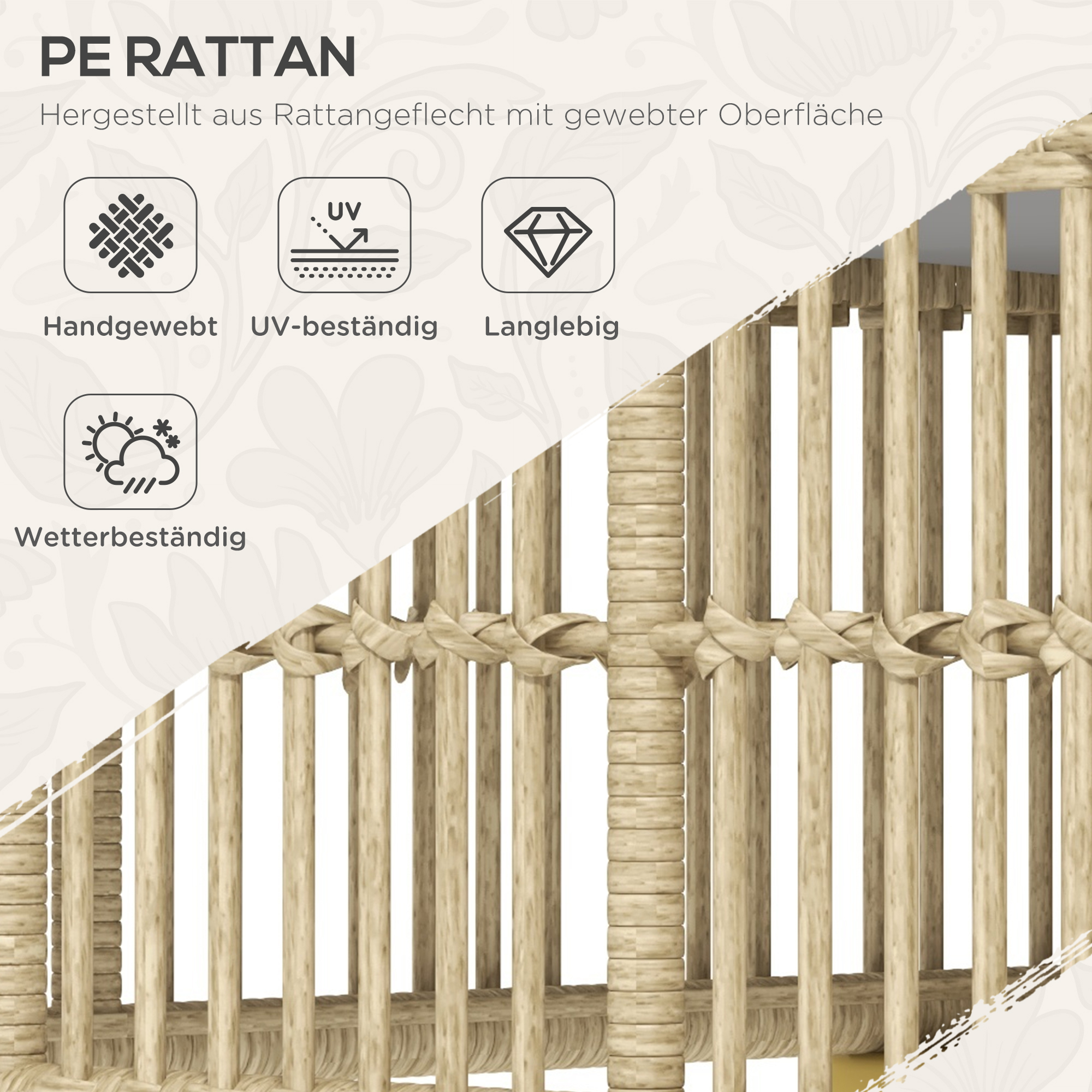 Outsunny Tuinset, 5-delig, inclusief zitkussen, kunstrotan, roestvrijstalen frame, lichtgrijs
