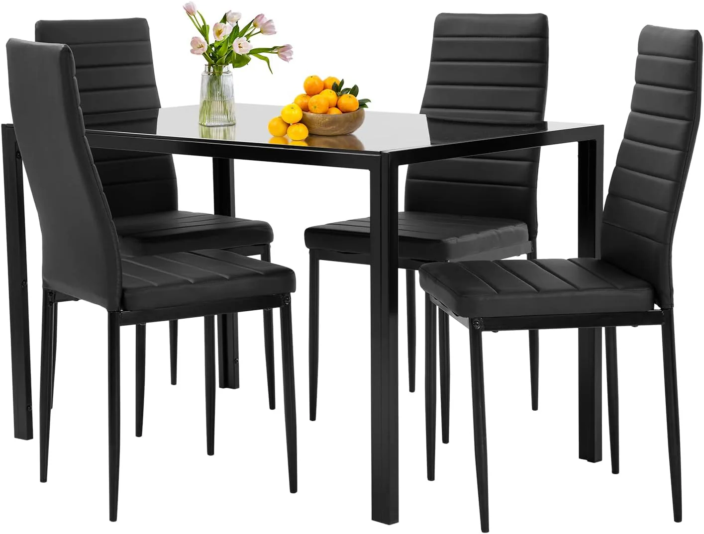 FDW Dining Table Set Glass Dining Room Table Set for Small Spaces Kitchen Table and Chairs for 4