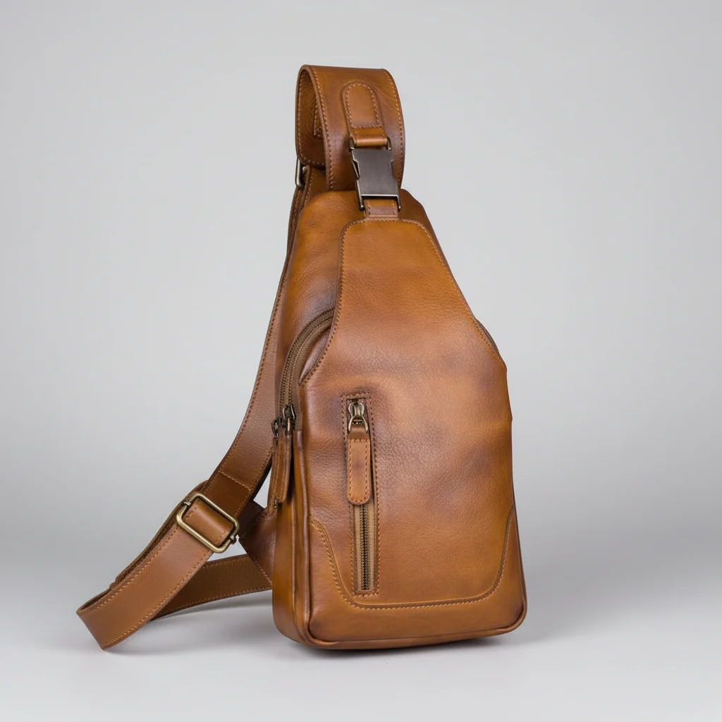 Handcrafted Crossbody Chest Pack Leather Sling Bag