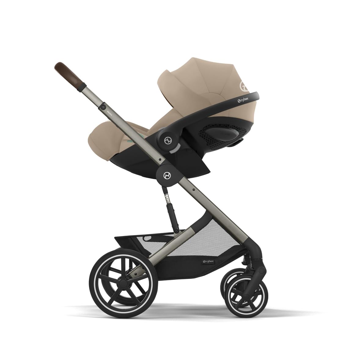 CYBEX Gold Babyschale Cloud G i-Size Comfort, Inkl. Neugeboreneneinlage, Ab Geburt bis ca. 24 Monate, Für Kinder ab 40 cm bis 87 cm, Max. 13 kg, Moon Black