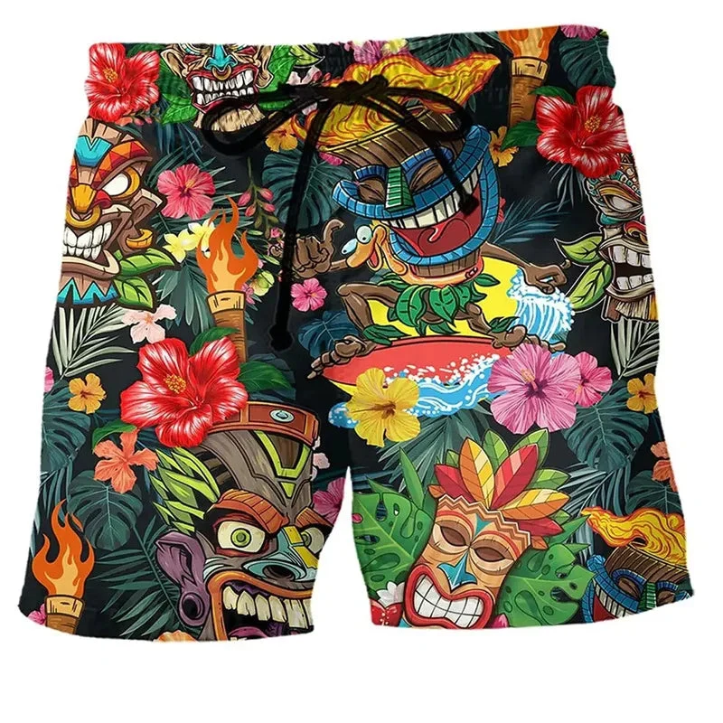 Herren Badehose mit Graffiti Print - Schnelltrocknende Schwimmshorts f��r den Sommer - L?ssige Boardshorts mit verstellbarem Bund
