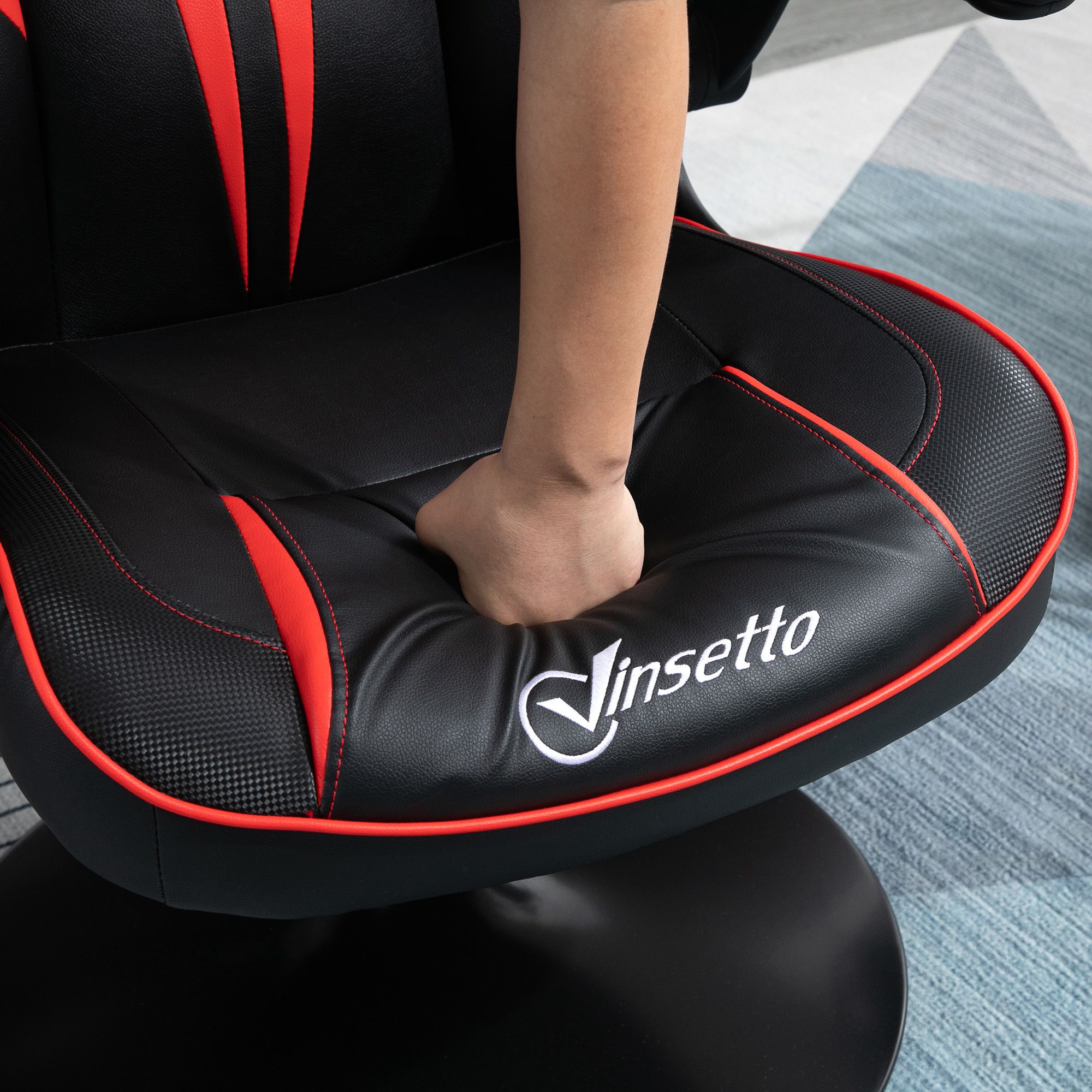 Vinsetto gamestoel ergonomische computerstoel met kantelfunctie draaistoel in hoogte verstelbaar staal zwart + rood 67 x 75 x 106-112 cm