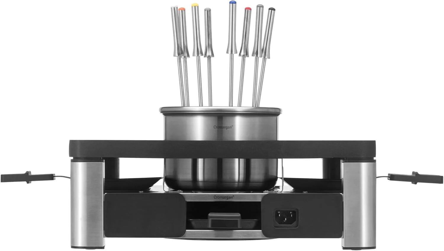 WMF Lumero 3in1 Gourmet Station f��r 8 Personen, Raclette Fondue Kombi, elektrisch, Temperaturregulierung, Beleuchtung, 1800 Watt, platzsparend, edelstahl matt