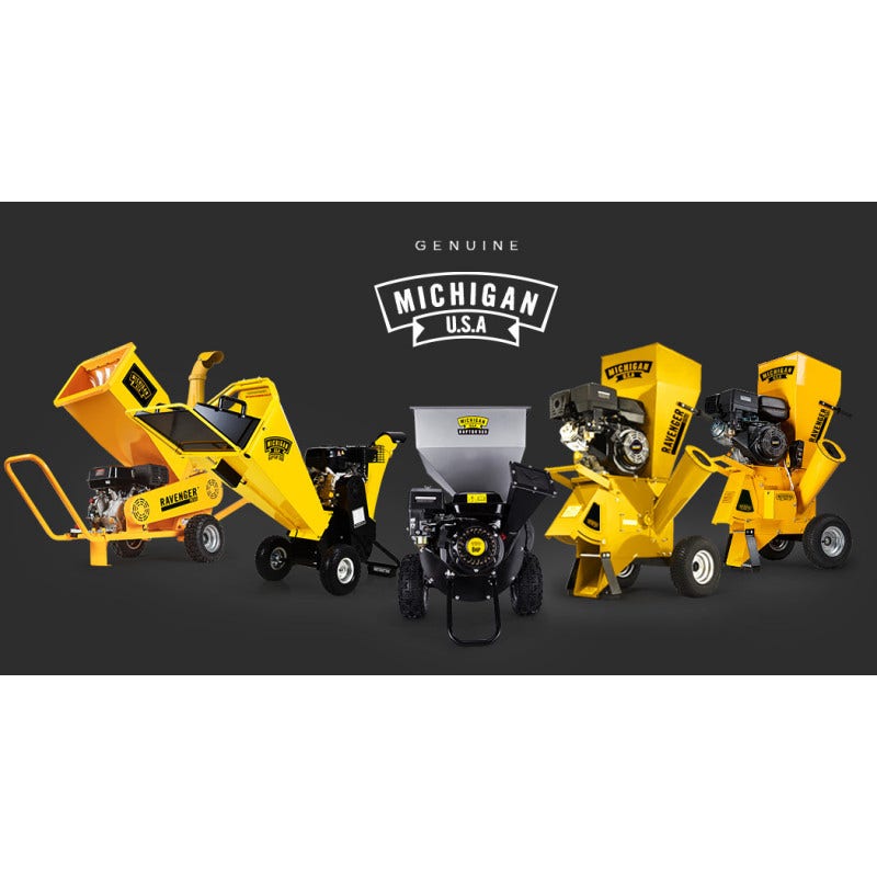 MICHIGAN 18HP 420cc Petrol Commercial Wood Chipper, Electric Key Start, Tree Mulcher - Ravenger 1850