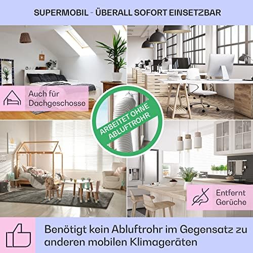 Klarstein 4-in-1: Slimme luchtkoeler, ventilator, luchtbevochtiger & ionisatie I 6 L watertank, oscillatie, 30 W, 210 m3/u, timer I Klimaatregelaar zonder afvoerslang, Mobiele airconditioner, Zwart-ros��goud