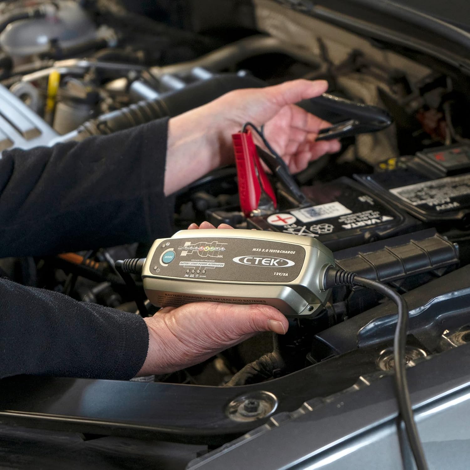 CTEK MXS 5.0 Test & Charge, Batterieladegerät 12V, Batteriepfleger, Ladegerät Auto Und LKW Ladegerät, Testet Batterie Und Lichtmaschine, Entsulfatierungsprogramm Und Rekonditionierungsmodus