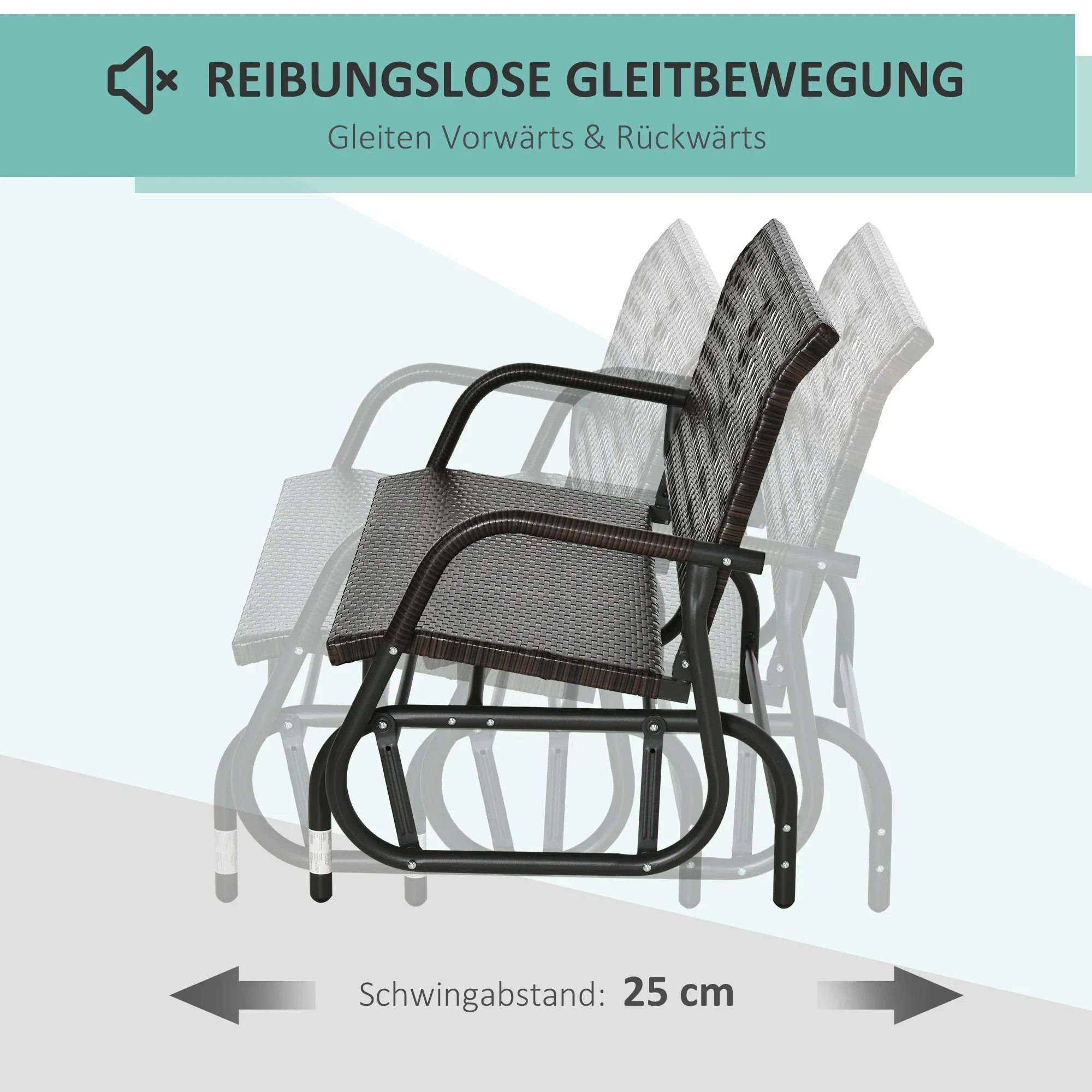 Outsunny Polyrattan Schommelbank 2-zits Bruin