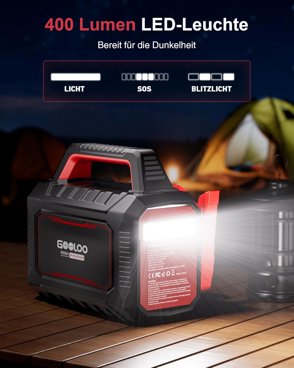 GOOLOO GT Truck Plus Starthilfe Powerbank – 8000A 12V/24V Tragbare Starter Powerbank mit PD65W Schnellladung, Booster Auto Starthilfe für PKW, LKW, Wohnmobile, Yachten (Alle Benzin und Diesel)