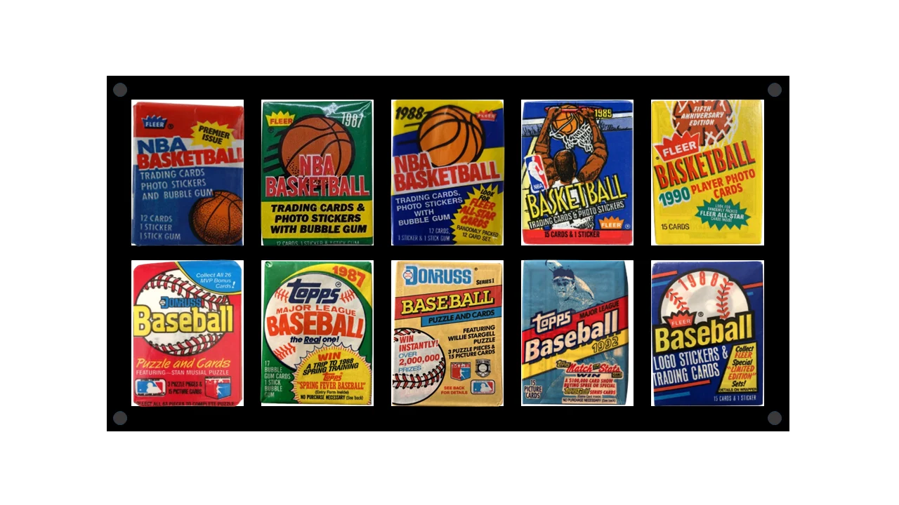 Magnetic Wall Frame for 10 Baseball/Basketball Wax Packs (up to 17ct). UV Resistant.