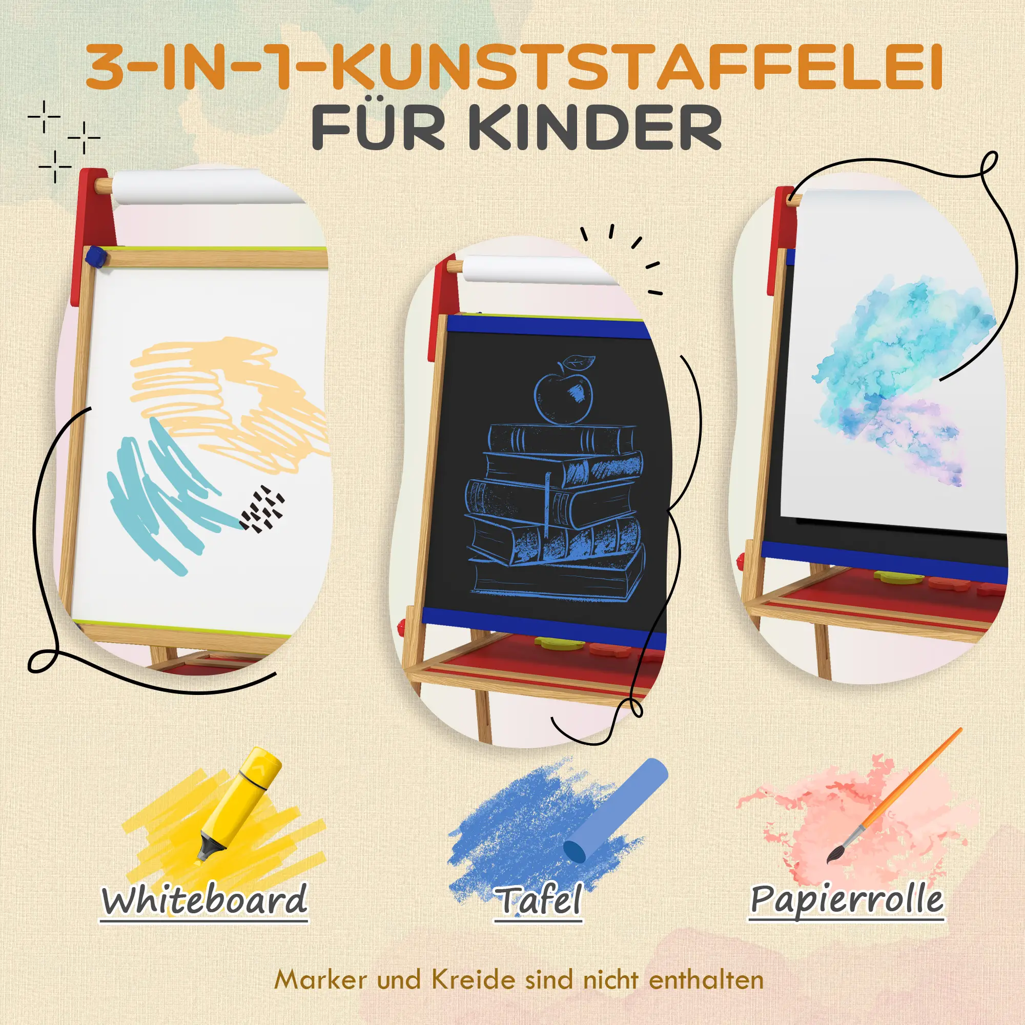 AIYAPLAY 3-in-1 kindertafel in hoogte verstelbaar �C natuurhout