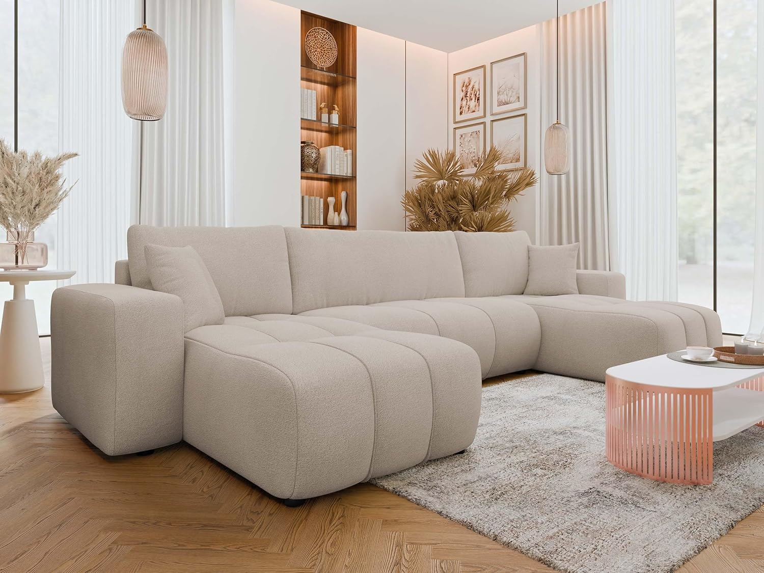 Mirjan24 Wohnlandschaft Furyn U, Ecksofa mit Schlaffunktion und Bettkasten, U-Form Couch, symmetrisches Polstersofa, Eckcouch (Velo 623)