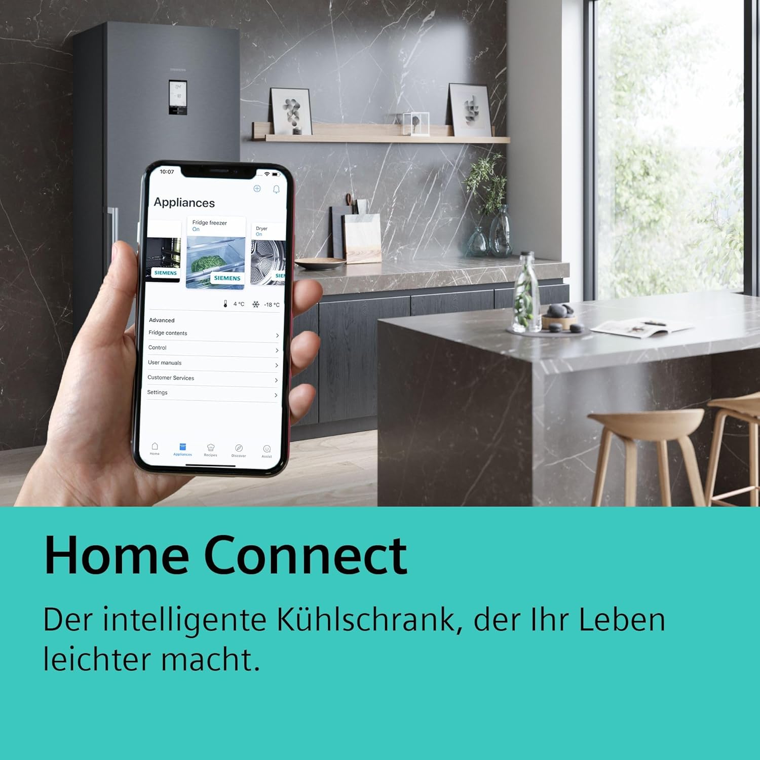 SIEMENS KG39EAICA iQ500 Kühl-Gefrier-Kombination, 201 x 60 cm, 249 L Kühlen + 94 L Gefrieren, LowFrost seltener abtauen, LED-Beleuchtung gleichmige Ausleuchtung, BigBox Platz für groes Gefriergut