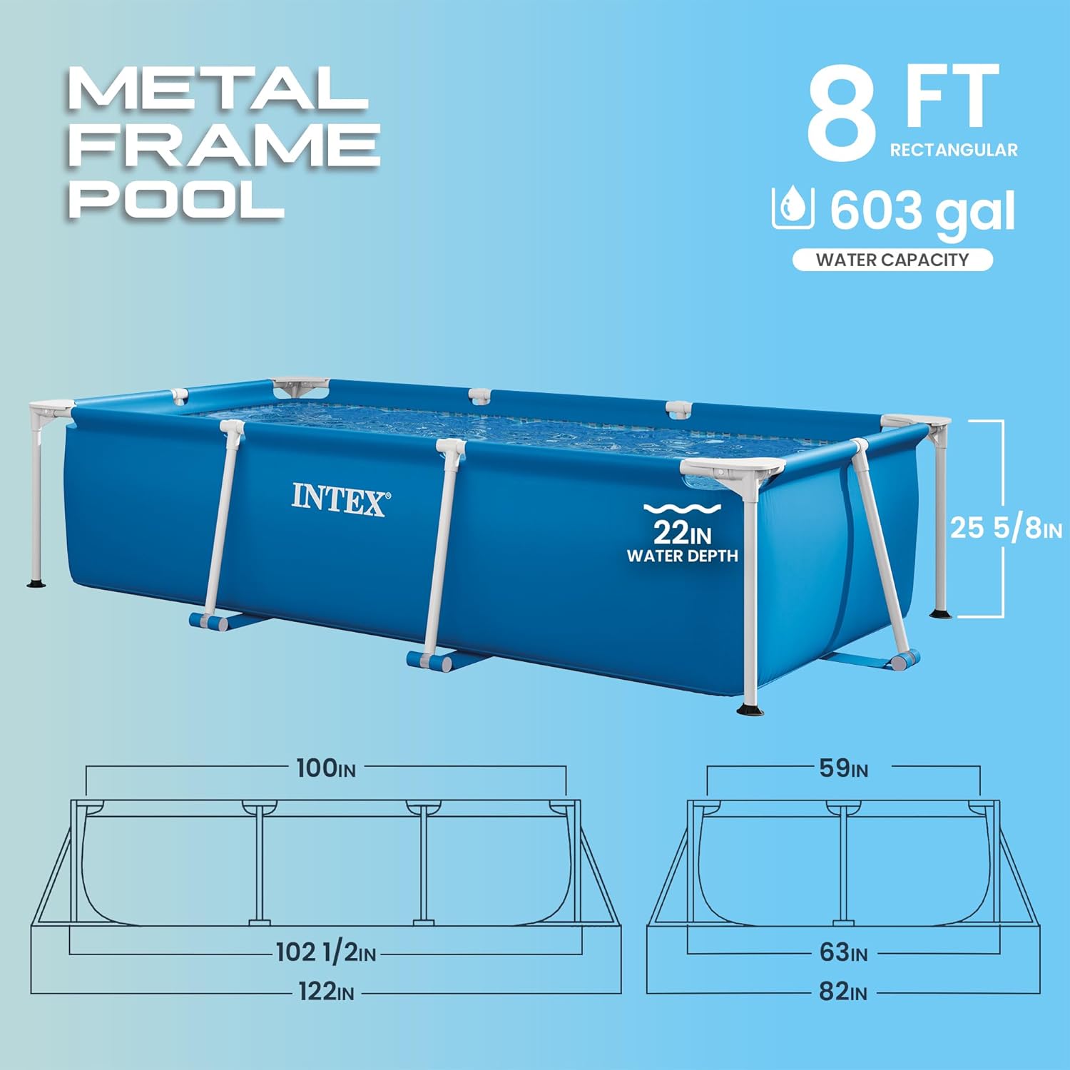 Intex 28271NP - Piscina Desmontable Small Frame 260 x 160 x 65 cm, 2.282 litros, Color Azul