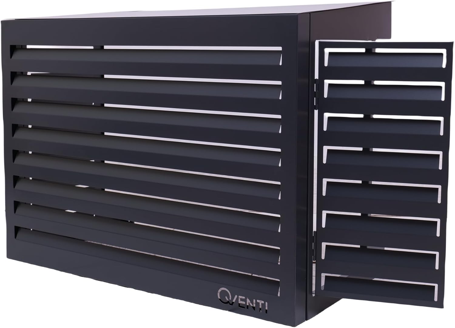 Qventi Abdeckung für Klimaanlage - Anthrazit/Grau - Aluminium - Schutzgitter - Verkleidung - Einfache Montage - Größe S - Außenmaße (LxBxH): 100 x 50 x 75 cm