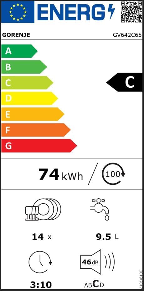 Gorenje GV663A66 Geschirrspüler/Einbaugerät FRONT NICHT ENTHALTEN/Made in EU/60 breite/16 Maßgedecke/8 Programme/TotalDry/Nachtprogramm/Status LED Licht/EEK: A-10%/Einbaumaße (HxBxT): 82 x 60 x 55,5cm