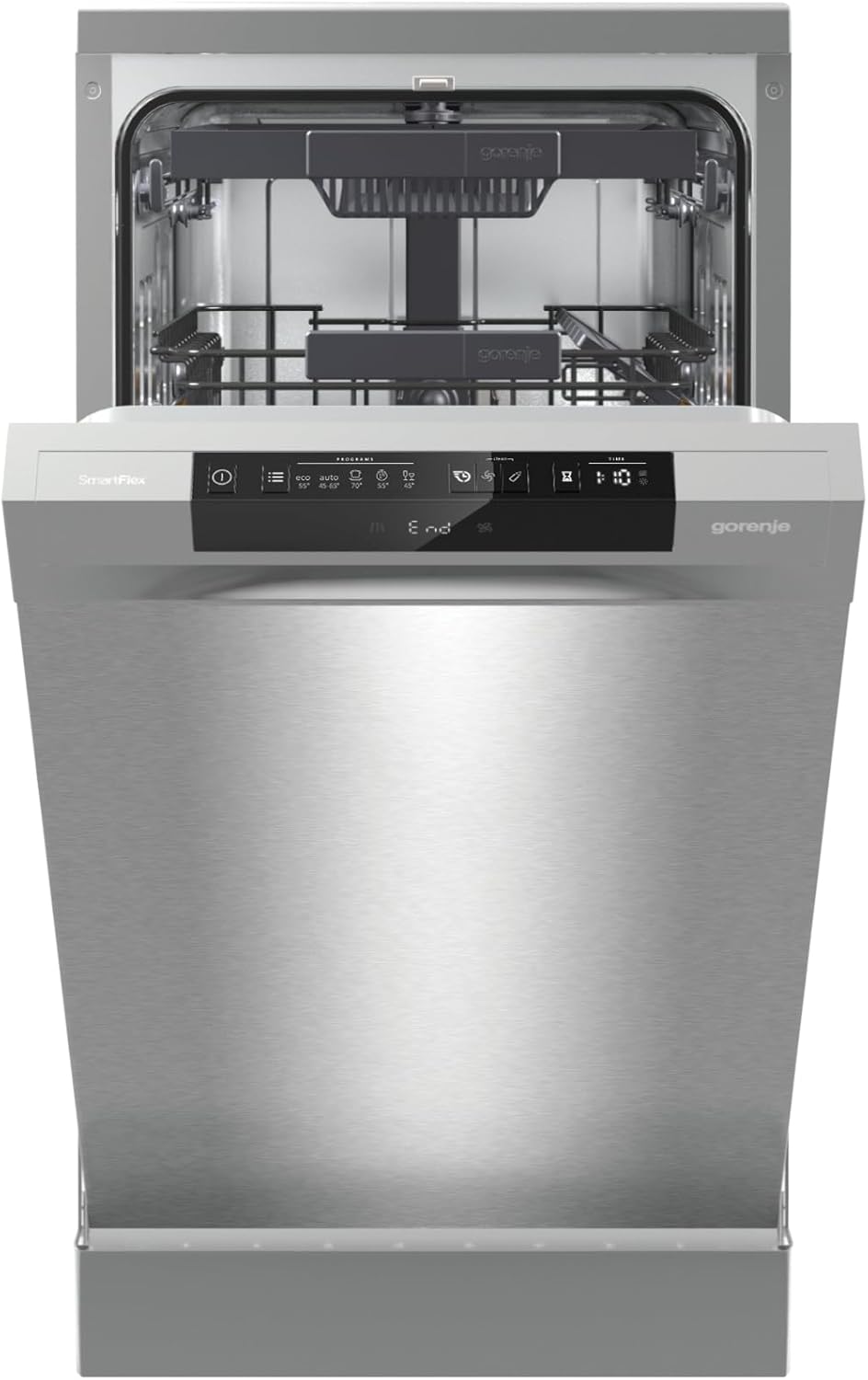 Gorenje GS 541D10 X Freistehender Geschirrspüler / SuperSilent / 11 Maßgedecke / 5 Programme / Programmanzeige / TotalDry / Silber, 45 cm breit
