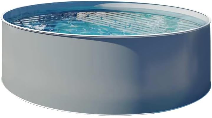 Design-Stahlwandpool Ø 3,50 x 1,20 m inkl. Zubehörpaket - Rundpool anthrazit mit Grauer 0,80 mm Folie - einfacher Aufbau - schraubenfreie Montage - freistehend teileingelassen oder eingelassen
