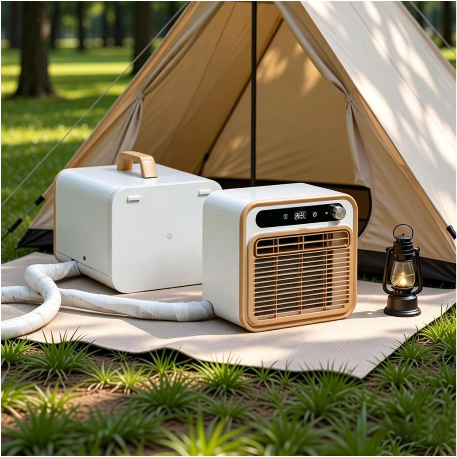 Tragbare Split-Klimaanlage, Mini-Kühlgerät, 1500-W-Kompressorkühler mit Frischluftfunktion, 12-Stunden-Timer, Fernbedienung und WLAN-Steuerung, leicht zu reinigender (2m)