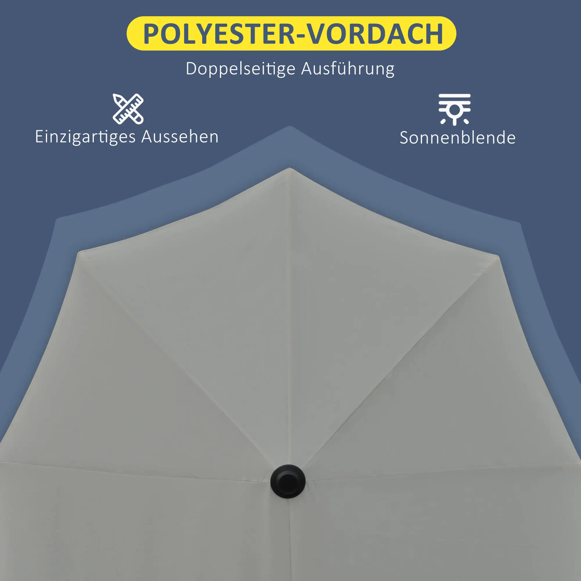 Outsunny Halfronde Parasol met Handslinger Ventilatie