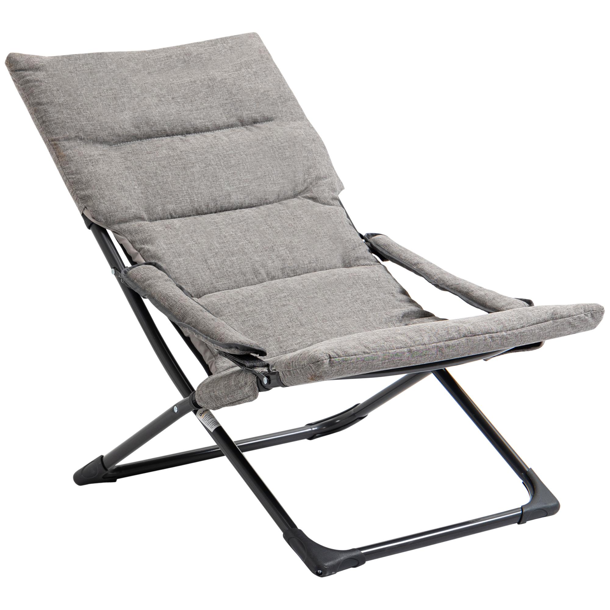 klapstoel met verwijderbaar kussen tuinstoel campingstoel ligstoel zitmeubel tuin terras balkon textiel staal grijs 66 B x 94 D x 79 H cm