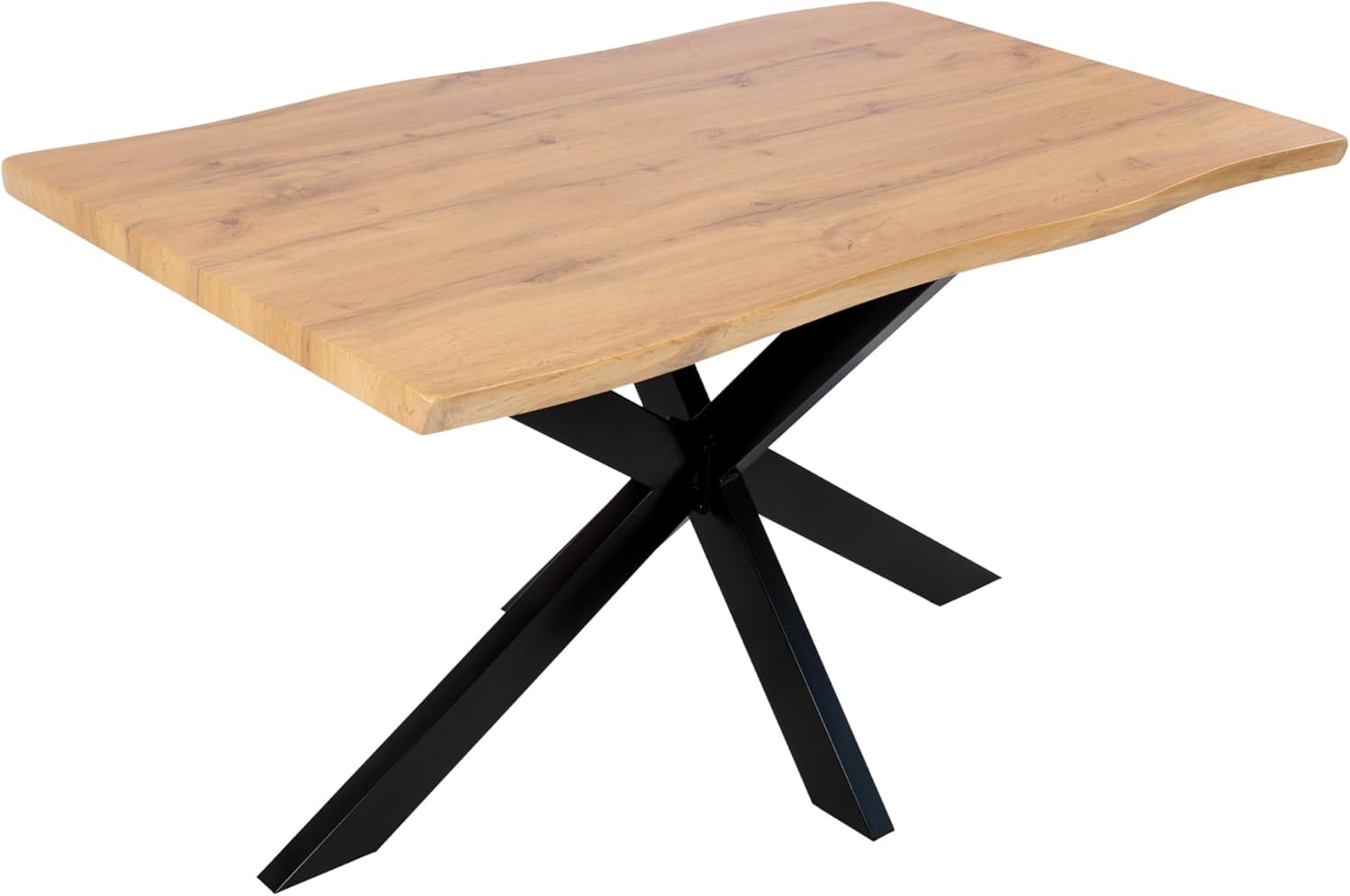 SAM Esstisch Josy | 120 x 80 cm | Holz Wildeiche-Optik | Spider-Gestell Metall schwarz | 40 mm Tischplatte mit Baumkante | Tisch für Esszimmer & Küche