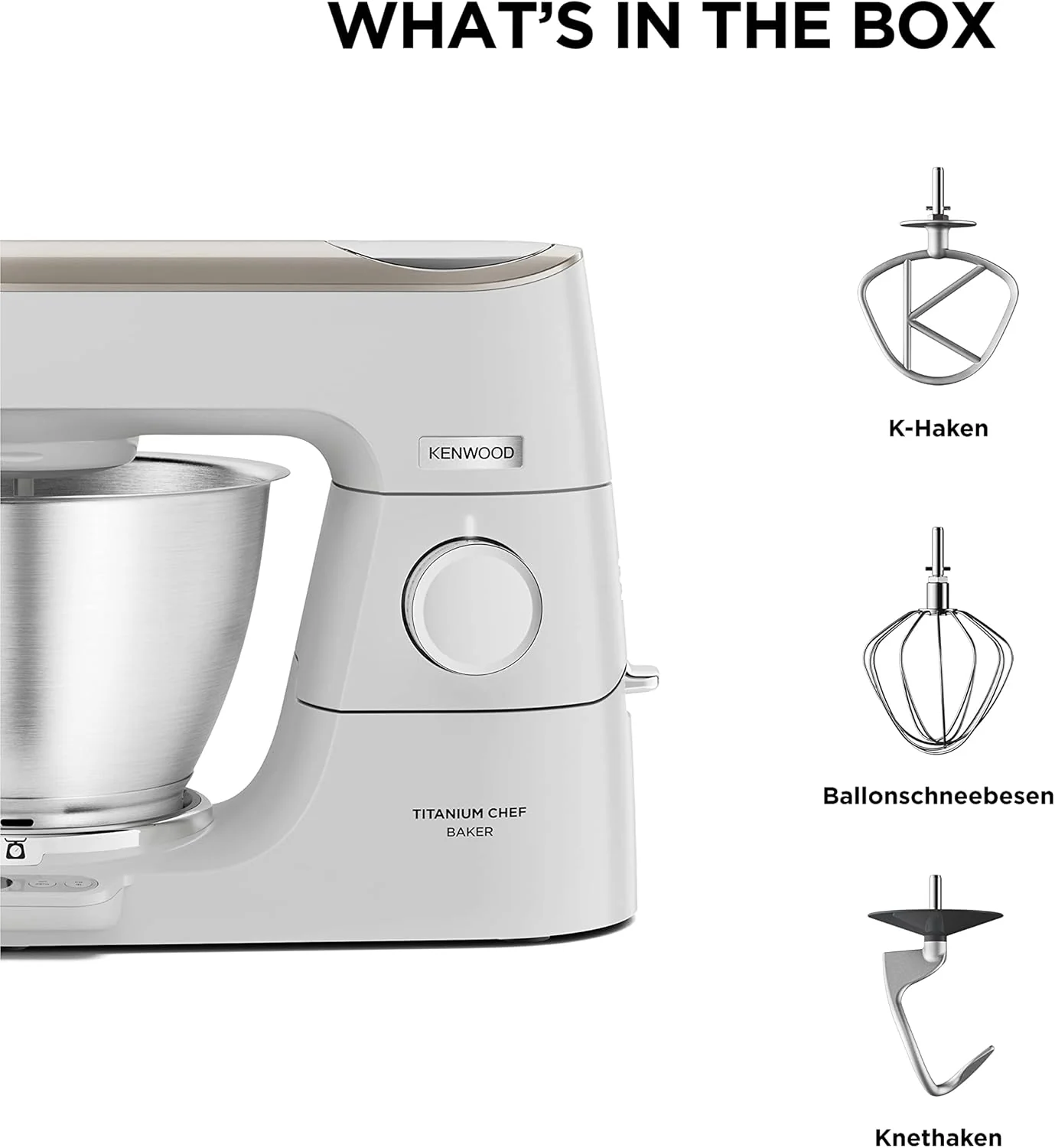 Kenwood Titanium Chef Baker KVL85.424SI Küchenmaschine mit integrierter Waage, inkl. 4-teiligem Patisserie-Set, 7 L und 5L Rührschüssel, stufenloser Geschwindigkeitsregler, 1200 W, Silber