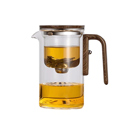 Glass Teapot with Wooden Handle – Elegant, Heat-Resistant Teapo