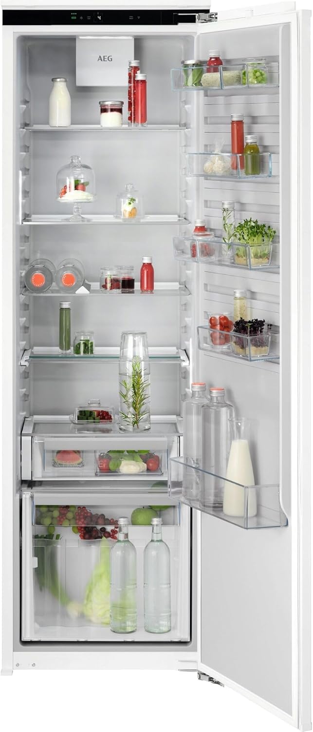 AEG Einbaukühlschrank 178x56 cm, Serie 6000 DynamicAir-gleichmäßige Kühlung je Ebene, 307 L Kühlen, CustomFlex – flexibles Türablagesystem, ExtraZone - zusätzlicher Kühlraum, Festtür, B, TK6FS181B