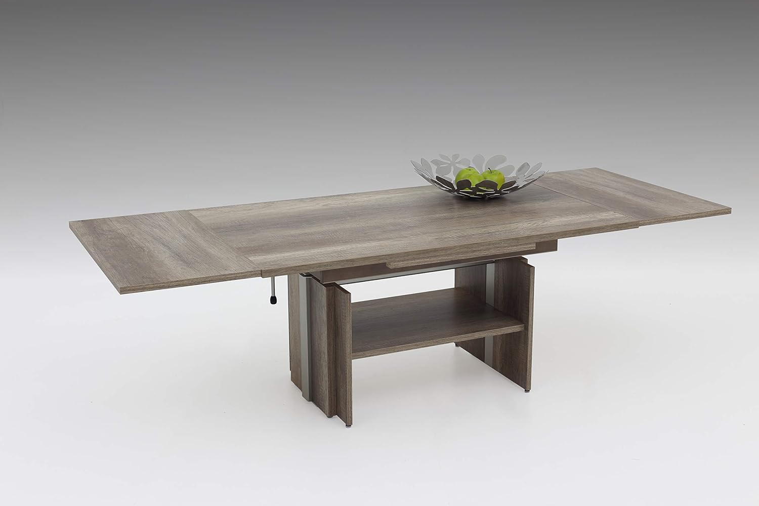 Hela Tische, Couchtisch Wohnzimmertisch Jerome, Holzwerkstoff melaminbeschichtet, Wildeiche, ausziehbar 110-177cm, höhenverstellbar mit Lift 53-69cm