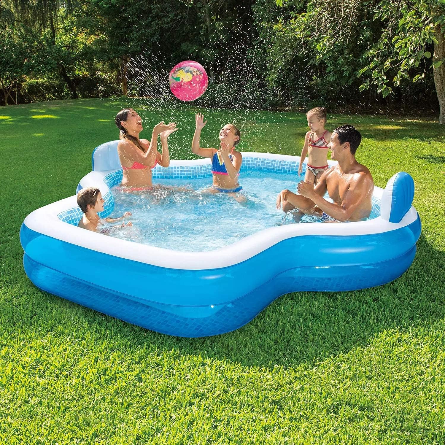 Member's Mark Elegant Family Pool 10 Feet Long 2 Inflatable Seats with Backrests