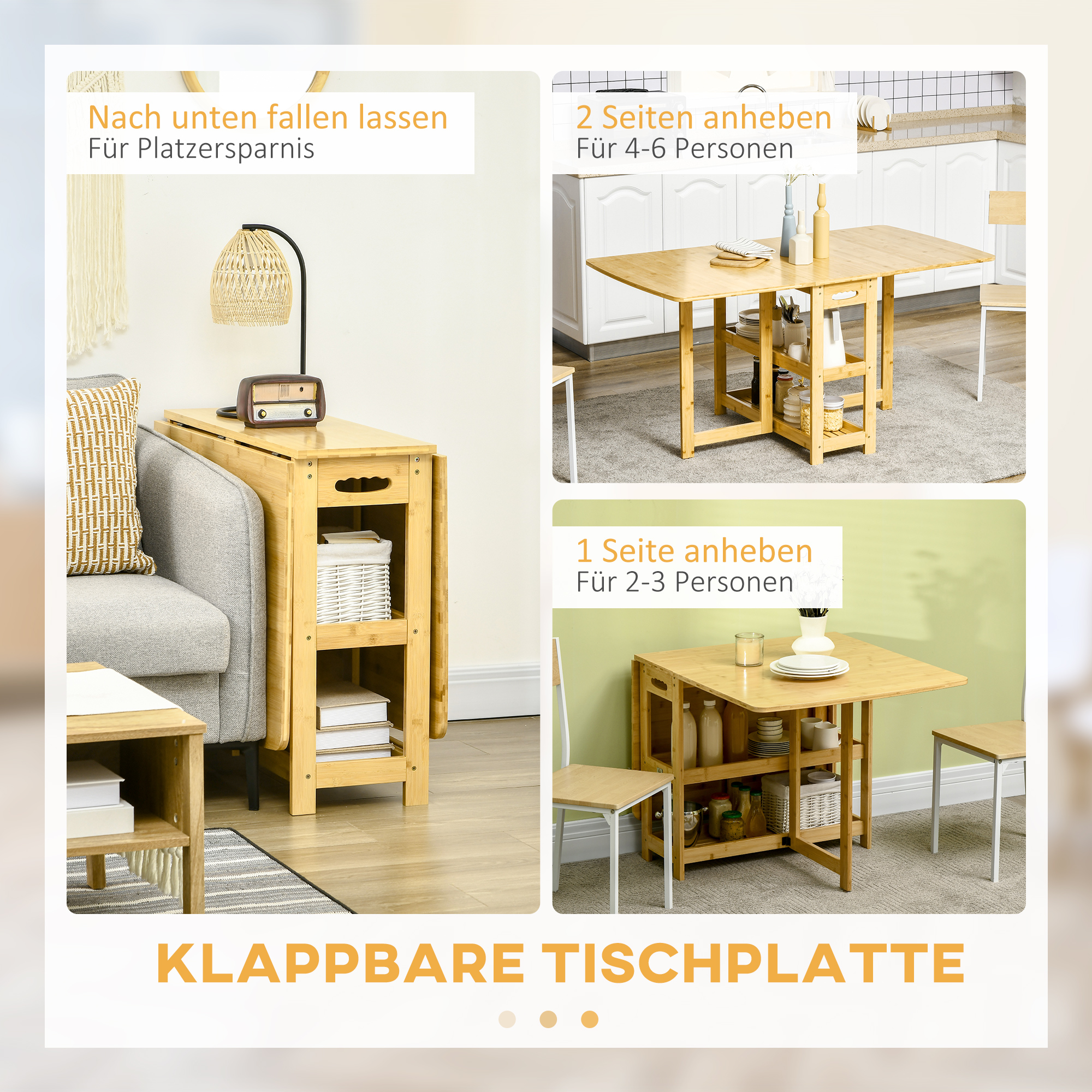 eettafel klaptafel met opbergvakken eetkamertafel keukentafel naturel hout