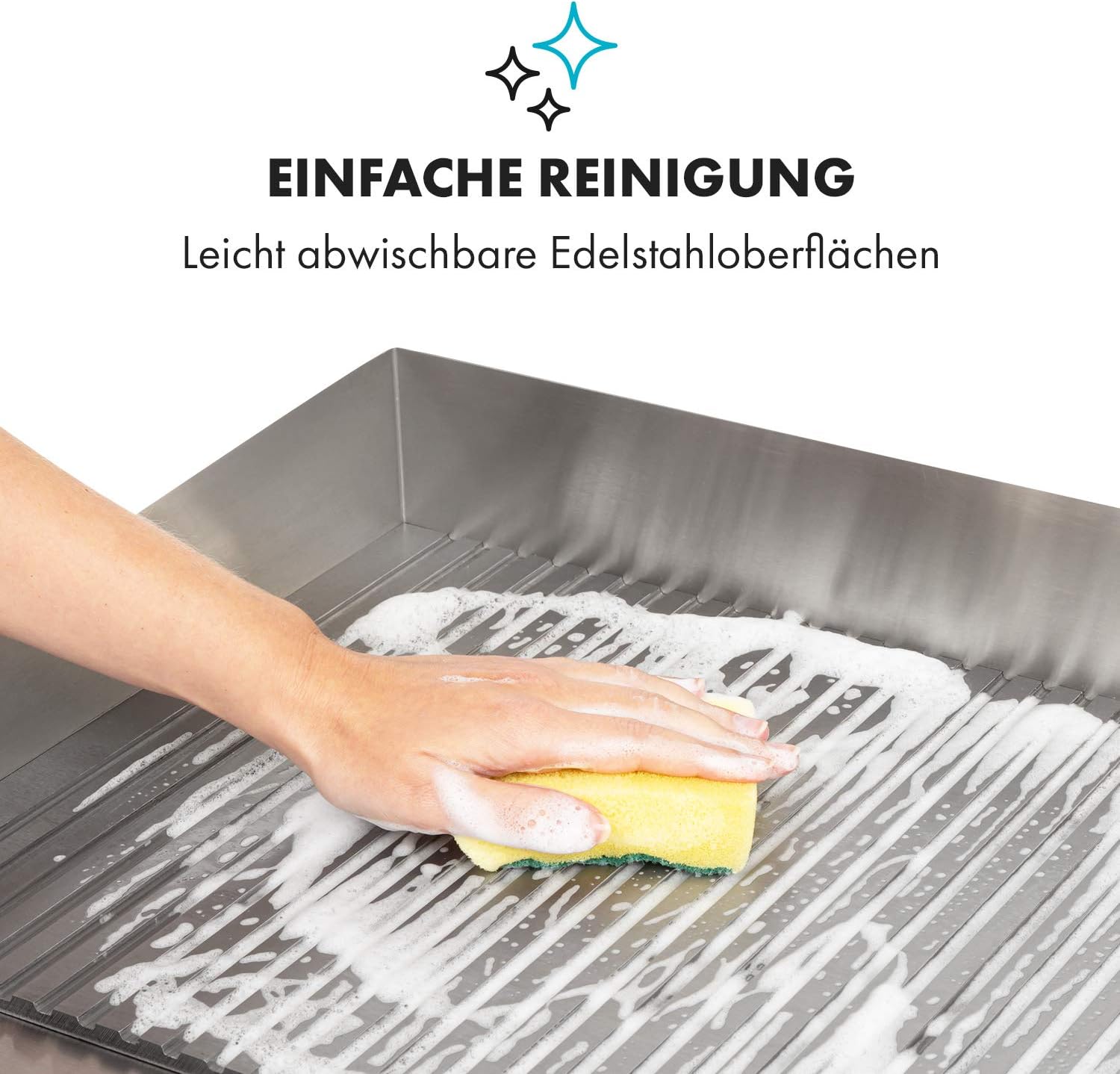 Klarstein Elektrogrill, Grillplatte, Elektrische Grillplatte, Tischgrill, Elektrogrill aus Edelstahl, Spritzschutz & Auffangbehälter, Glatte XL Grillfläche: 54,5x35 cm, Stufenlos 50-300 °C, 3000 Watt