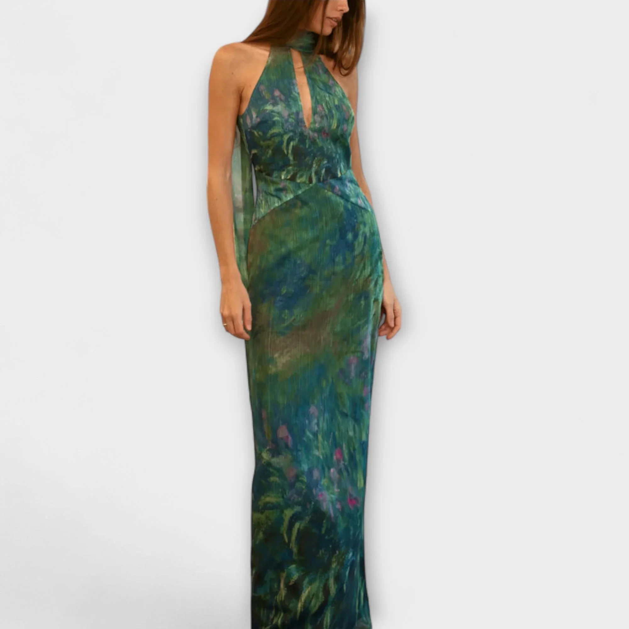 Maxikleid mit Iris-Print f��r sommerliche Anl?sse