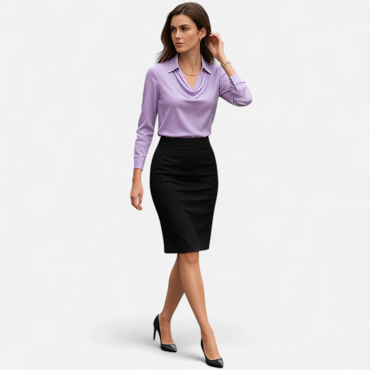 Satinbluse mit Wasserfallausschnitt f��r Damen �C Elegantes Design & Zeitloser Stil