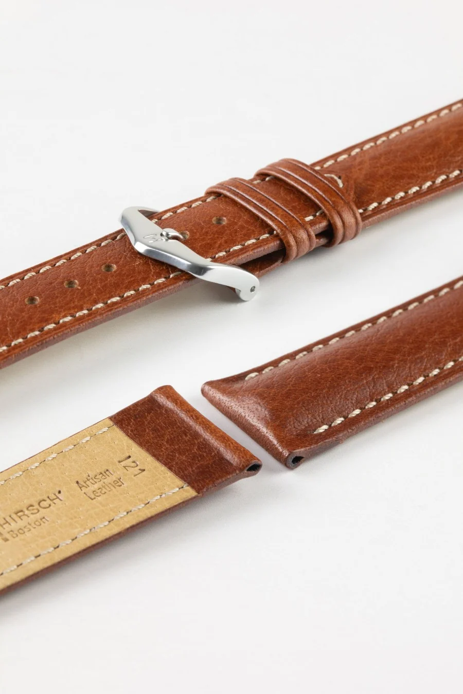 Hirsch BOSTON NQR Gold Brown Buffalo Calfskin Watchstrap