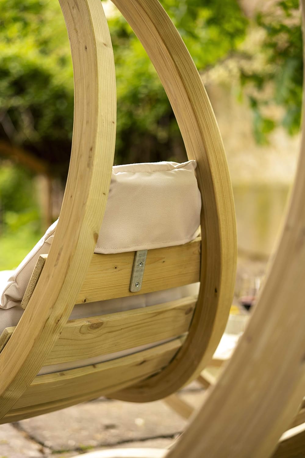 AMAZONAS Swing Chair Creme stylischer Schwebesessel mit extra Dicker Matratze aus FSC Fichtenholz bis 120 kg