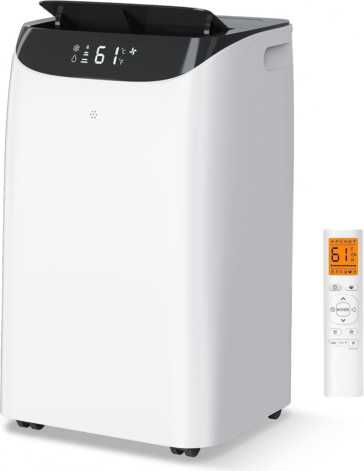 14000 BTU Tragbare Klimaanlage, Kühlung, Ventilator, Entfeuchtung, Schlafmodus für große Räume bis zu 700 Quadratmeter, AC-Einheit mit Fernbedienung