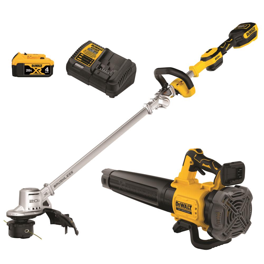 Kit combinado inalámbrico de 20 V, recortadora de hilo plegable de 35,5 cm y soplador axial de mano
