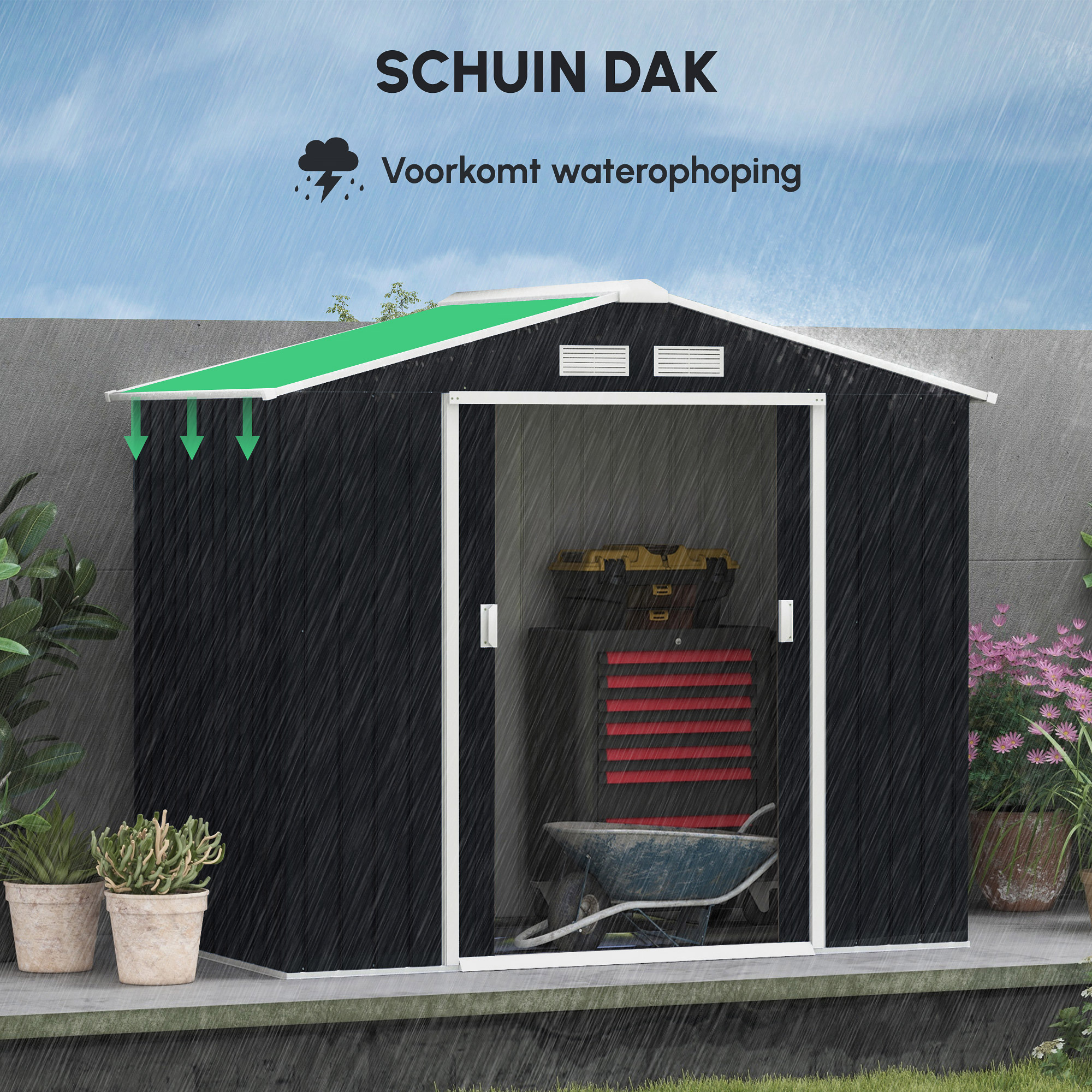 Gereedschapschuur Tuinschuur Metaal kolengrijs