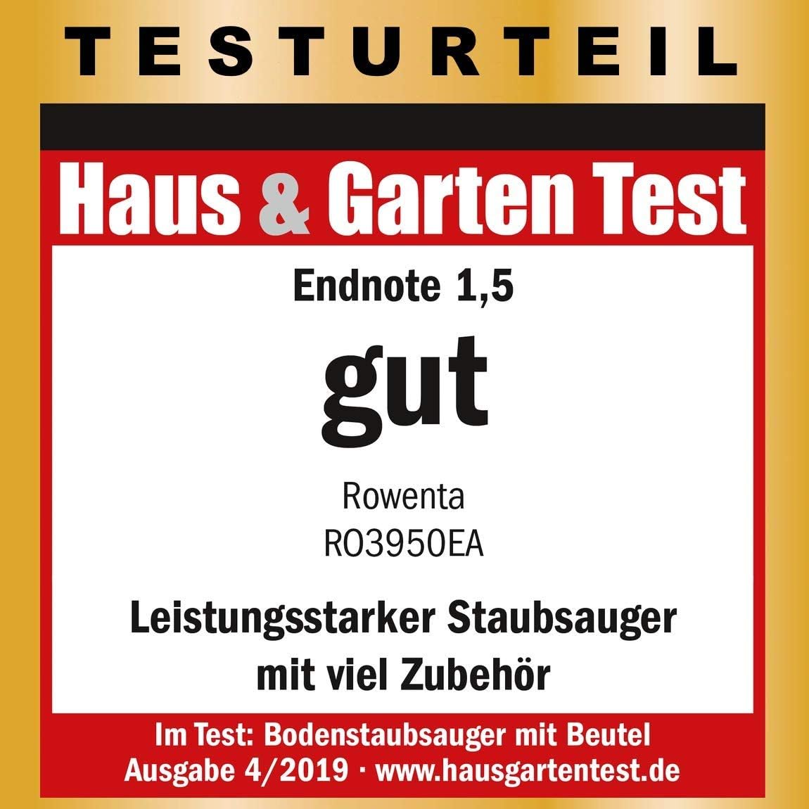 Rowenta RO3950 Staubsauger mit Beutel + 4er Pack Swirl R 39 Staubsaugerbeutel für Dauerhaft hohe Saugleistung, 3L Beutelvolumen, 750 W = 2000W, extrem leise, Hygienefilter, mit Parkettdüse